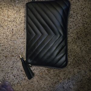 Black Quilted Clutch with Tassel